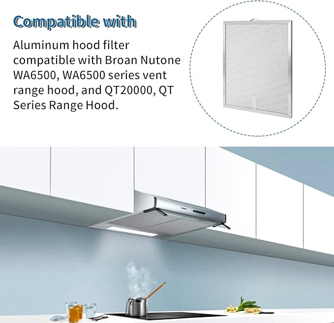 2 Pack S99010316 Range Hood Grease Filter 11 1/4" x 11 3/4", Compatible with Broan Nutone Ken-more WA6500 QT20000 Vent Range Hood, Aluminum Filter Replaces 99010316 WA65AF NTK7450000