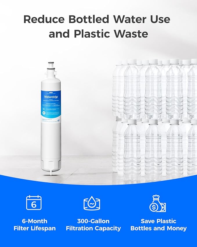 Waterdrop WD-F19C Replacement for GE® RPWFE®, RPWF (Built-in CHIP) Refrigerator Water Filter, Compatible with GFE28GYNFS, GFE28GELDS, PFE28KELDS, PFE28KYNFS, GFD28GELDS, PWE23KELDS, 3 Filters