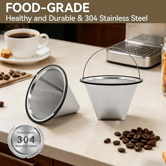 Coffee Filter for Technivorm Moccamaster 79112 KBT / 53923 KBGV / 59691 KB / 79312 KBGT, Stainless Steel Conical Reusable Filter