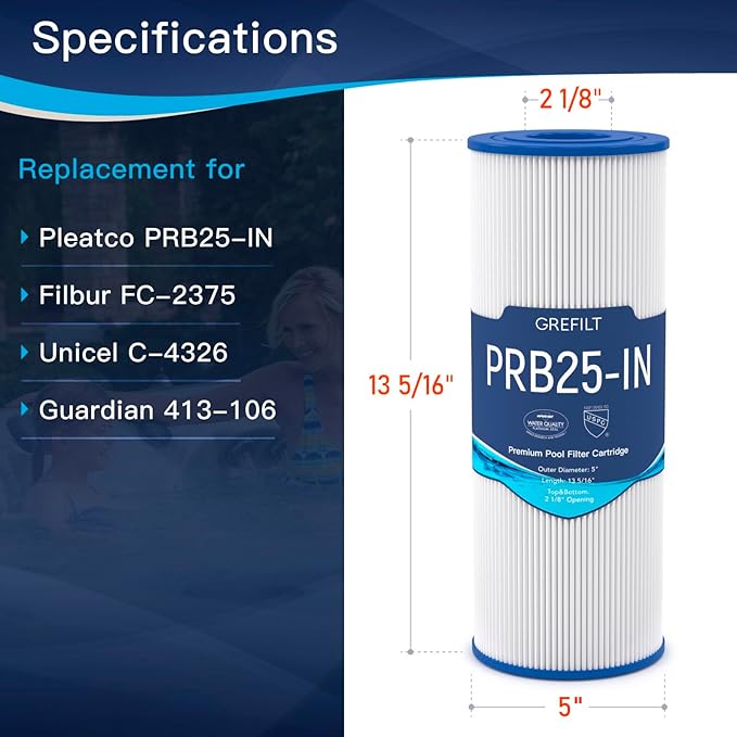 Upgrade C-4326 Hot Tub Filter Compatible with PRB25-IN, Filbur FC-2375, FC-2370, Spa Filter for Guardian 413-106, 5X13 Drop in, 25 sq.ft, 2-Pack
