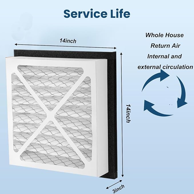 4Pack Upgraded 14''x14''x3'' MERV 13 Air Filter Pleated Whole House Replacements are perfectly Compatible with the Zephyr VGF Series Whole House Return Grille 14x14x3 Air Filter