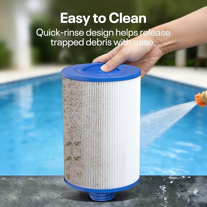 POOLPURE PWW50P3 Spa Filter Replacement for Unicel 6CH-940, 817-0050, Filbur FC-0359, 25252, 378902, 03FIL1400, 45 sq.ft Screw in Hot Tub Filter, 1 1/2" Coarse Thread, L x OD:7 5/8"x 6" 2 Pack