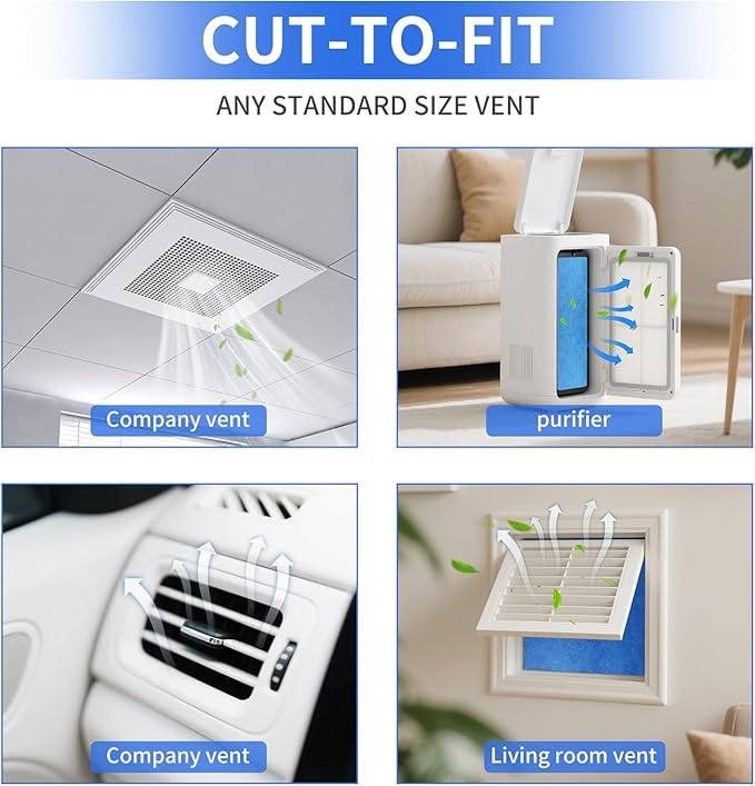 Custom Size Air Vent Filters,20''x90''x1'' Cut to Fit Air Filter Material with MERV 8 Rating & Adhesive Tape, for Home Floor, Grilles, Ceiling, HVAC Furnace Vents