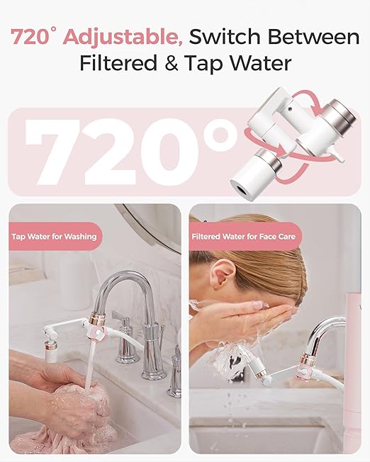 Waterdrop BFC3-Lite Skincare Face Washer Water Filter, Bathroom Sink Filter Water Faucet for Skin, Reduces 99% Chlorine, Nanoscale Deep Cleaning, Hydrate Deeply