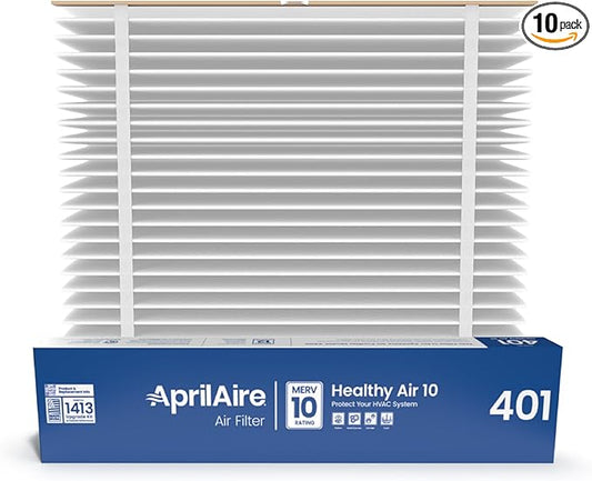 AprilAire 401 Replacement Furnace Filter for AprilAire 2400, Space-Gard 2400 Whole-House Air Purifiers - MERV 10, 16x25x6 Air Filter (Pack of 10)