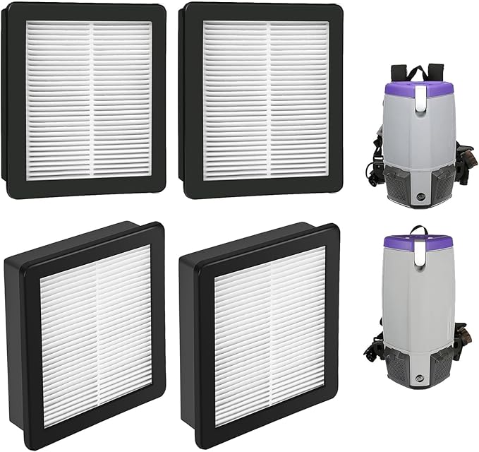 4 PACK 107315 Vacuum Filter for Proteam Super Coach Pro 6, Pro 10, FS 6 & GoFree Flex Pro Backpack Vacuums, Washable & Reusable Filter Vacuum Parts for Proteam