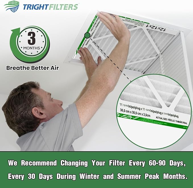 TRIGHTFILTERS 12x12x1 Air Filter 6 Pack, Durable MERV 8 Pleated Home HVAC AC Furnace Filters, Lightweight Compact Air Conditioner Filter Replacement