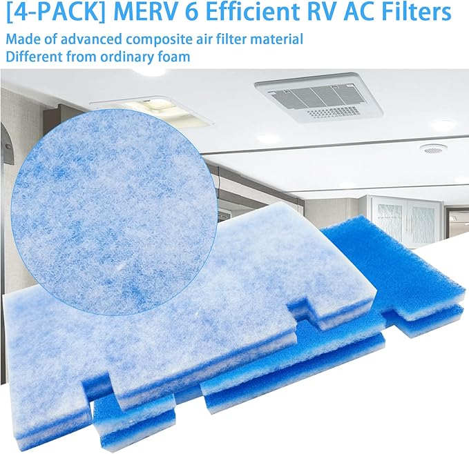 Tikfoam RV AC Filter, 14 X 7.5 RV Air Conditioner Filters, RV Air Filters 3313107.103 ，3105012.003, 4 Filters AC Filters