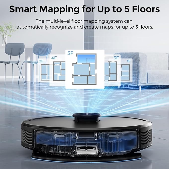 Kilgone Robot Vacuum and Mop Self-Emptying, 6000Pa No-Tangle Suction, LiDAR Multi-Floor Mapping, 90-Day Hands-Free, App, Alexa & Google Assistant for Pet Hair, Carpet & Hard Floor