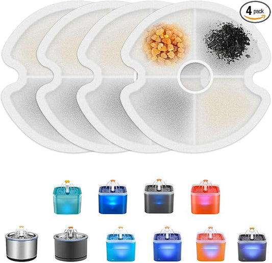 Wonder Creature Cat Fountain Filter Replacement, 4/8/12/4+4/8+8 Filters Pack for 2L/67oz Automatic Cat Fountain (4 Pack)