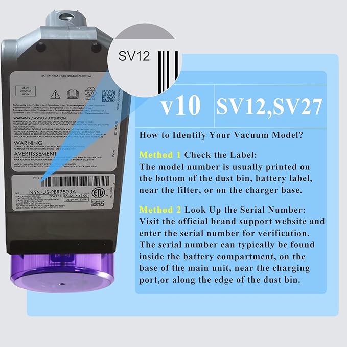 Upgraded 8500mAh Replacement for Dyson V10 Battery Replacement SV12 SV27, Compatible with Dyson V10 Cyclone Animal Absolute Fluffy Allergy Motorhead Series Cordless Vacuum 242151 206340