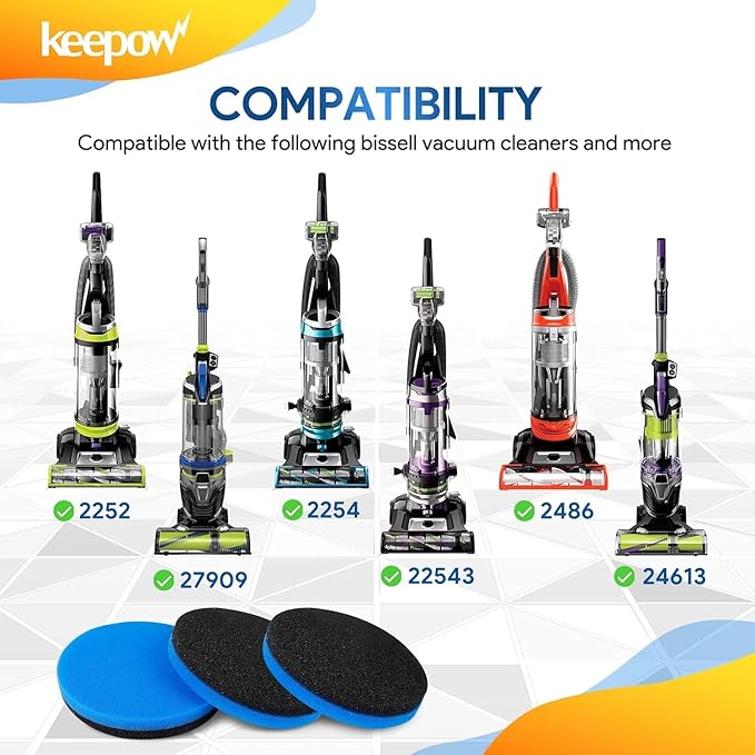 KEEPOW Vacuum Filter Compatible with Bissell Cleanview & PowerGlide Pet Upright Vacuum, Compare to Part #12141, 5 Pack (No Fragrance)