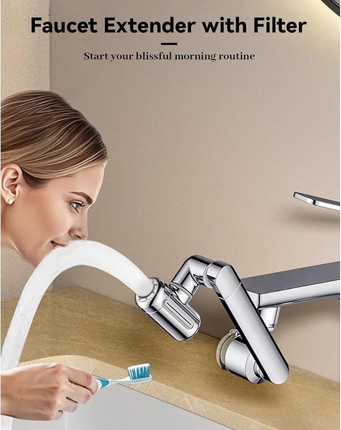 1080°Rotating Faucet Extender With Upward Facial Mist,4 Water Modes & Filter,Swivel Faucet Extender for Bathroom Kitchen,Multifunctional Universal Robotic Arm -Wash Face/Hand/Hair (Silver-1PCS)