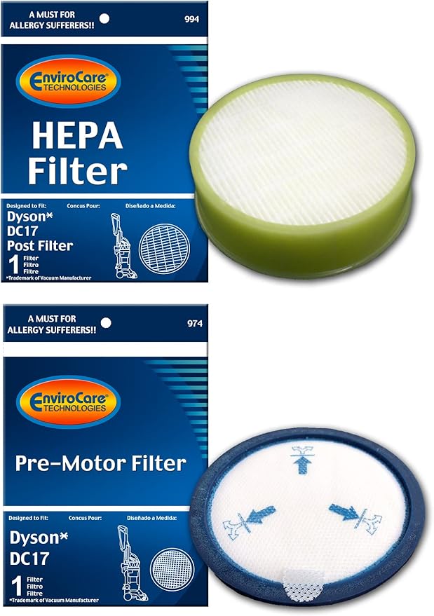 EnviroCare Premium Replacement Pre Motor and HEPA Vacuum Cleaner Filters designed to fit Dyson DC17 Machines