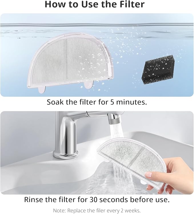 Cat Water Fountain Filter Pet Drinking Fountain Filter Replacement, Compatible with WF20/CF20 | Triple-Layer Filtration System, 3Pack (3 Sponges Included)