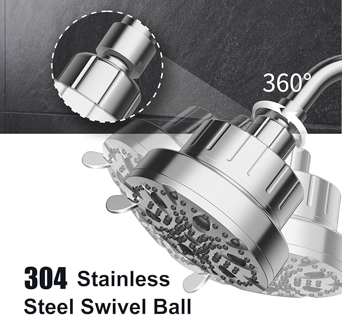 OFFO Filtered Shower Head, 20 Stage Shower Filter Head for Hard Water with Pause Mode, 9 Modes High Pressure Shower Head with Filter for Remove Chlorine and Harmful, Chrome