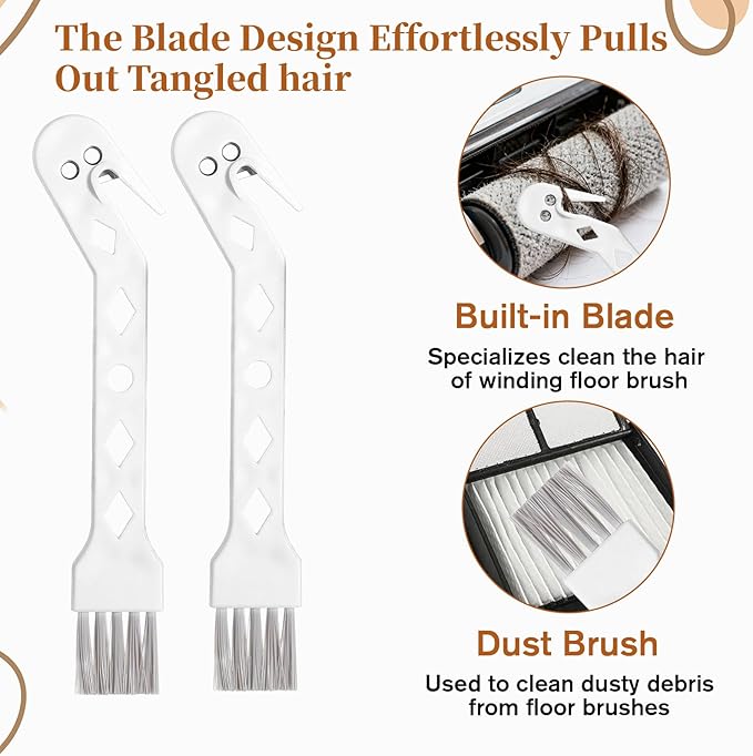 4 PCS Handheld Vacuum Brush Cleaner Tool, Universal Vacuum Brush Cleaning Tool, 2-in-1 Roller Cleaning Tools for Sweeping Robot (White)