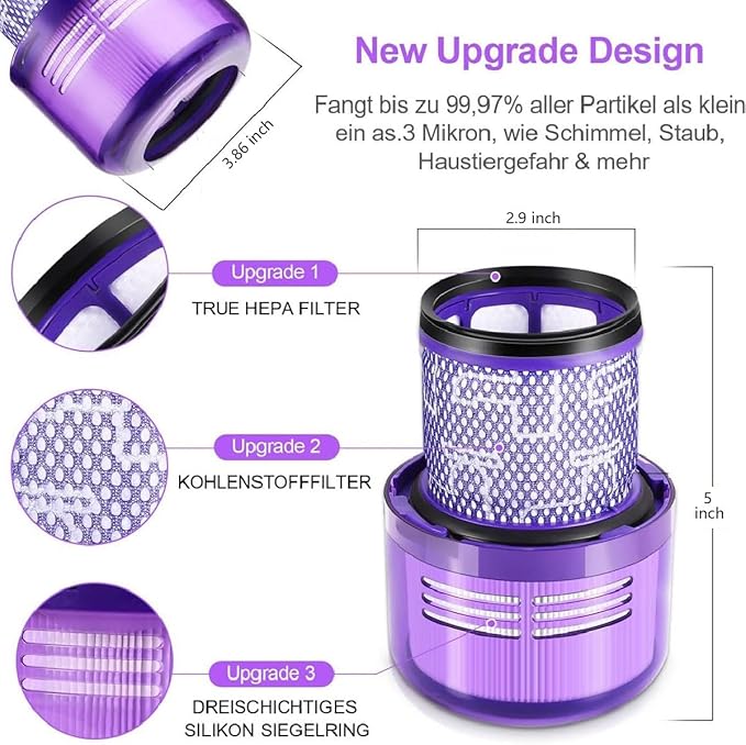 Replacement Filter Compatible with Dyson V11 Outsize, V11 Outsize Origin, Outsize Plus, Outsize+, Outsize Absolute+, SV16, SV29 Vacuum Cleaner, Compare to Part 970422-01 (2 PACK) (3 PACK)