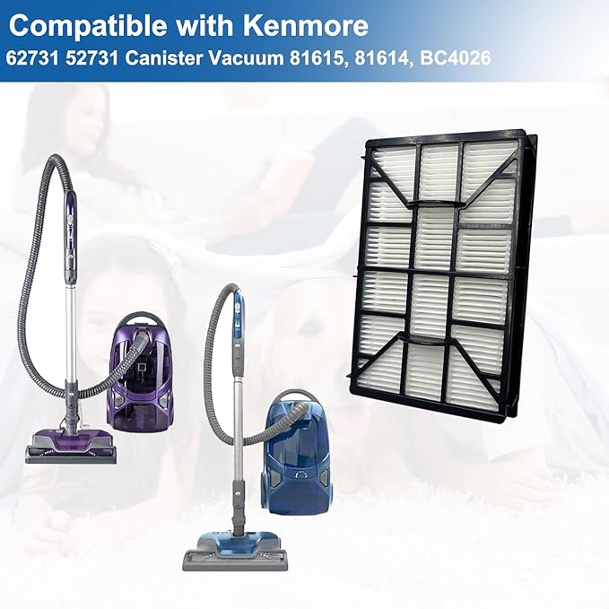 EF-12 HEPA Filter Replacement Compatible with Kenmore 62731, 52731, 81615, 81614, BC4026 Canister Vacuum Cleaners, Part #591021101 (2 Pack)