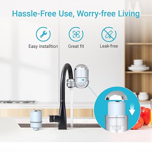 [Alkaline] AQUA CREST CF08D Faucet Filter, Compatible with All PUR® Plus Water Filter, PUR® Plus RF9999® Faucet Water Filter, 6-Month, 1800-Gallon, 6 Pack