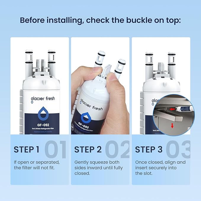 GLACIER FRESH Water Filter Replacement for Frigidaire PurePour FPPWFU01, Replacement for Frigidaire FRGPAAF2 PureAir AF-2 Refrigerator Air Filter (3+3 Pack)