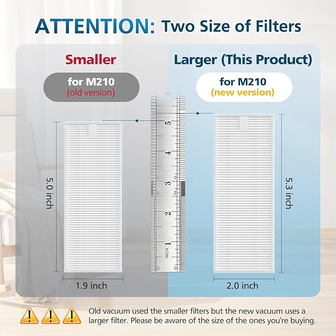 Filter Replacement Parts for Lefant M210 / M210P / M310 Ultra Robot Vacuums with Filter Size 𝟱.𝟯 * 𝟮.𝟬 𝗜𝗻𝗰𝗵 (for M210 "2025 Year and Later" NEW Model Machine)
