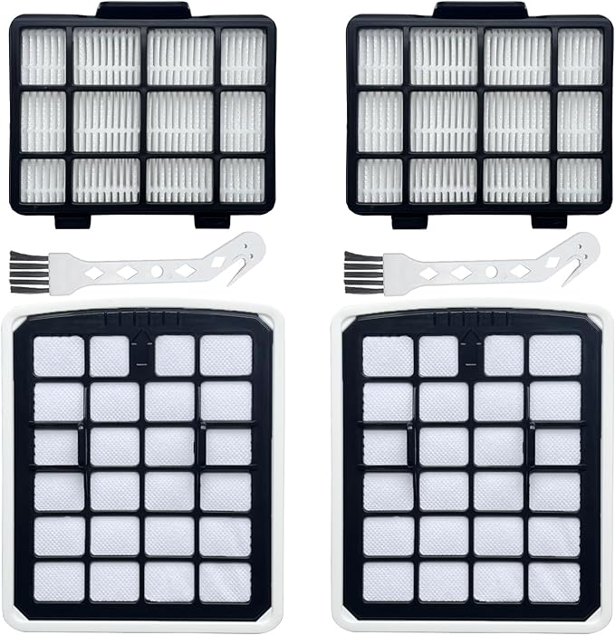 4-Pack HEPA Replacement Filters for Eureka NEN180/NEN186BL Bagless Canister Vacuum Cleaners – Includes 2 Dust Cup Filters + 2 HEPA Filters