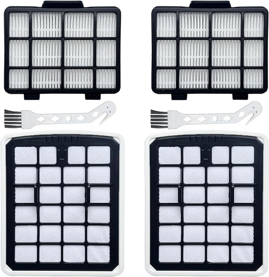 4-Pack HEPA Replacement Filters for Eureka NEN180/NEN186BL Bagless Canister Vacuum Cleaners – Includes 2 Dust Cup Filters + 2 HEPA Filters
