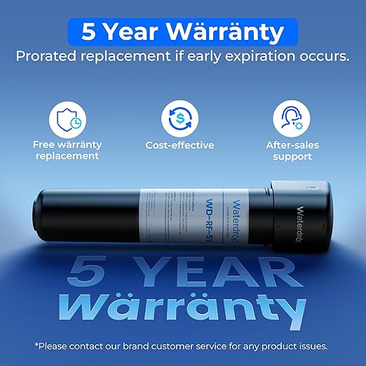 Waterdrop UA-5Y 5-Year Under Sink Water Filter System, Ultra Long Life, Reduces Lead, Chlorine, Bad Taste & Odor, Water Filter for Sink Faucet Connects Directly to Your Faucet