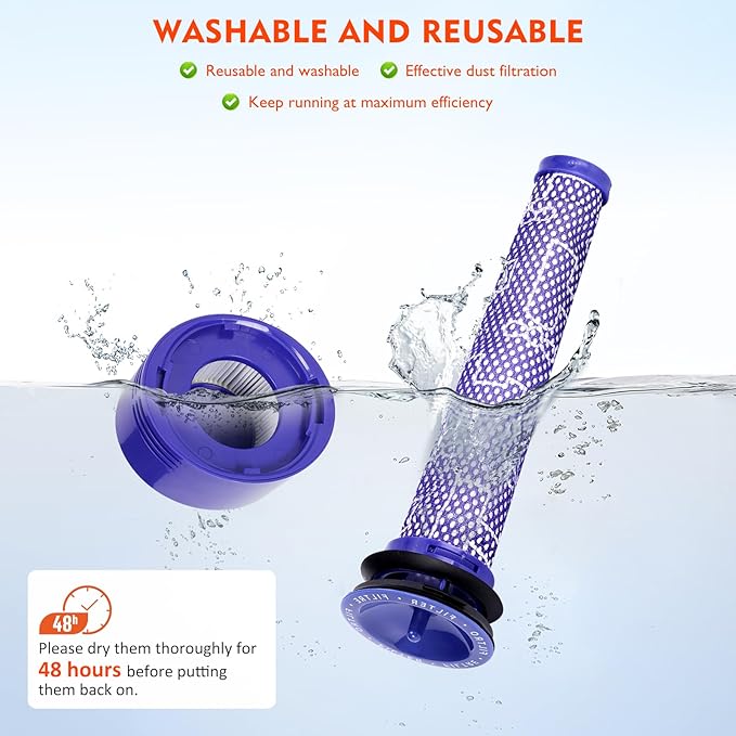 Upgraded V7 V8 Replacement Dust Bin Compatible with Dyson V7 V8 SV10 SV11 Vacuum Cleaner Canister, V7 V8 Dust Bucket Container with HEPA Filter Replacement Attachments for Dustbin Part No.967699-01