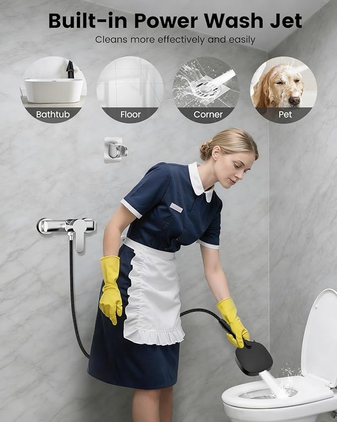 Filtered Shower Head High Pressure 7 Mode, Black Handheld Shower Head with Hose and Filters for Hard Water, Remove Chlorine-Reduce Dry Itchy Skin, Anti-clog Nozzles, Built-in Power Wash to Clean Tub