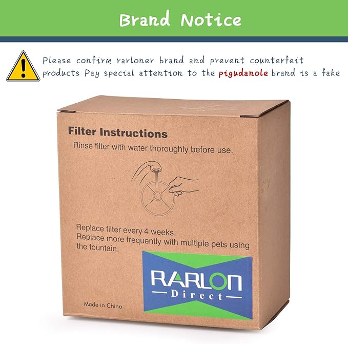 Rarloner 8 Pack Pet Fountain Filters for 1.6L Cat Water Fountain, Activated Carbon, Compatible with YOUTHINK, HOMMII, ISYOUNG, KOALAD, HAPPYPAPA, Other Brands