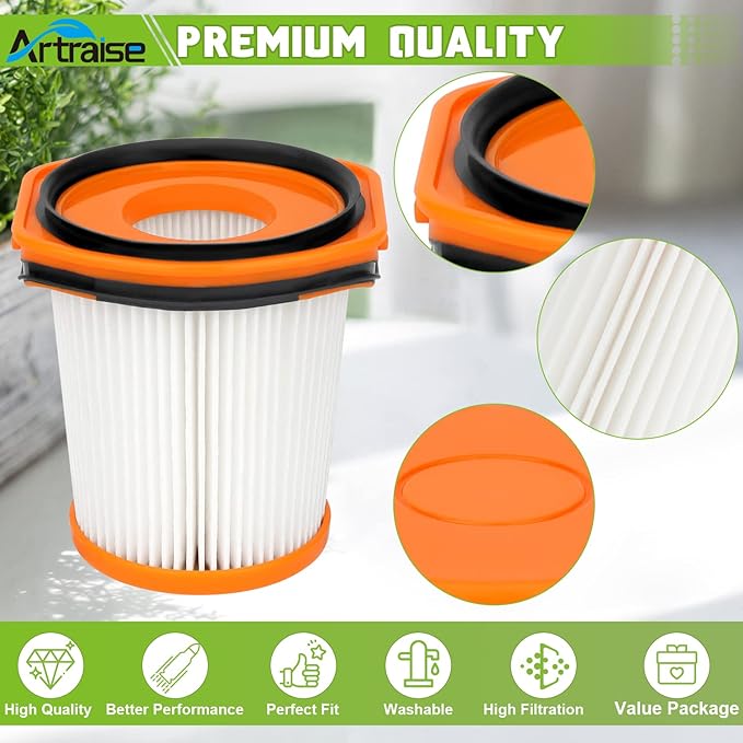 Artraise WS642AE Filter Replacement for Shark WS642AE WS640AE Wandvac Self-Empty System Ultra-Lightweight Powerful Cordless Stick Vacuum (4 Pack Filters)