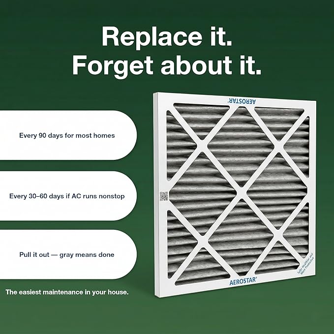 Aerostar 16x22x1 MERV 13 Pleated Air Filter, 6 Pack, AC Furnace Filters, HVAC Filter, Air Conditioner Filters, Heater Filters Replacement for Home (Actual Size: 15.875x21.875x0.75)