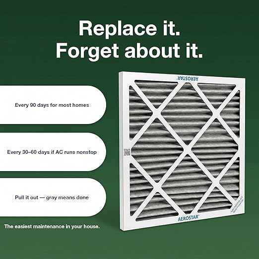Aerostar 16x25x3 Air Filter MERV 11-1 Count - Removes Dust, Cold, Lint, Mold, Pet Dander, Allergy-Causing Pollen, Smog & Smoke - Pleated Electrostatic MPR 1000-1200 & FPR 7 Furnace Air Filters