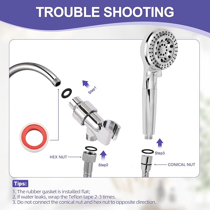 HH901 Handheld Filtered Shower Head, High Pressure, 10 Spray Mode, Water Softener Filter Beads for Hard Water, Remove Chlorine, Reduces Dry Itchy Skin