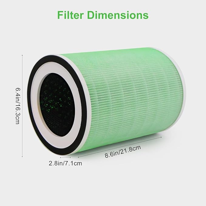2 Pack True KILO Filter For Afloia KILO, Compatible with Afloia KILO, KILOPLUS, KILOPRO, MIRO, MIRO PRO and MORENTO KILO, True 360° 3-Stage Filtration for afloia air pur-ifier filter replacement Green