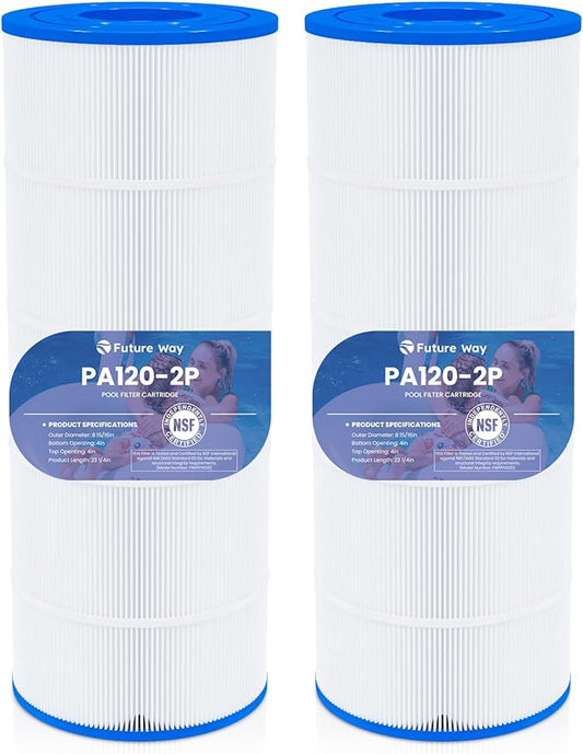 Future Way C1200 Pool Filter Cartridge Replacement for Hayward Star Clear Plus C1200, Replace Pleatco PA120, Hayward CX1200RE, Unicel C-8412, 120 sq.ft, 2 Pack