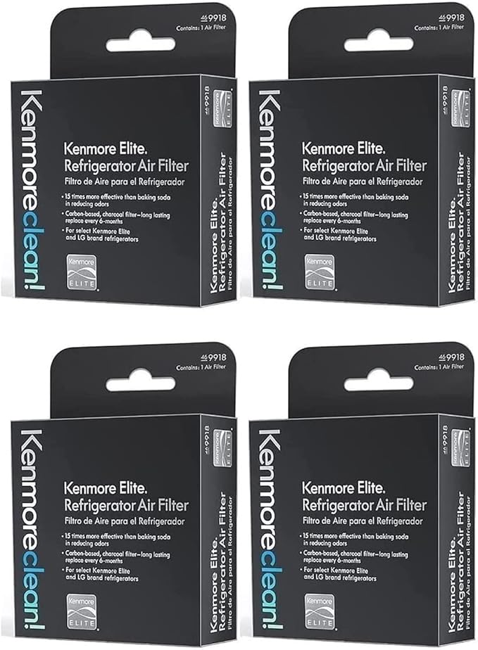 [9918 Air Filter OEM Mania] 469918 4-Pack Kenmore Elite Air Filter Replacement Compatible with LG Refrigerator LT120F, 9918 Kenmore Replacement Filter for ADQ73214402, ADQ73214404