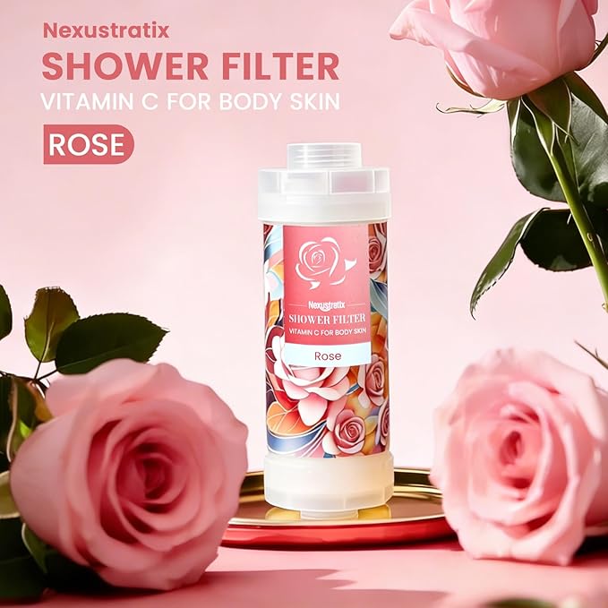 Vitamin-C Handheld Showerhead Filter For Hard Water, Luxurious Scent Skin Care & Hair Enhancement Softener Purifier, Aromatherapy Water Purify, Rose Odor