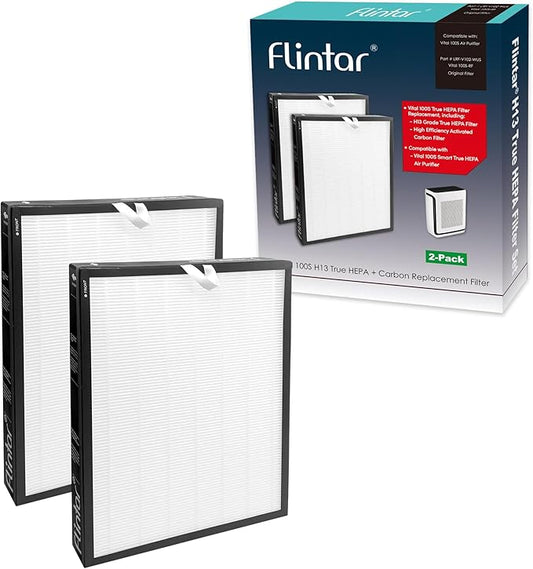 Vital 100S Replacement Filter, Compatible with LEVOIT Vital 100S Air Purifier, H13 Grade Filtration + Activated Carbon filter, Part # Vital 100S-RF, Original Filter, 2-Pack