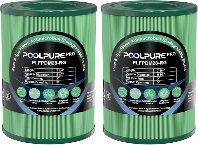 POOLPURE PDM28 Hot Tub Filters Compatible with Aquarest Dream Maker 461273, FC-9944, SD-01392 Spa Filter, 2 Pack