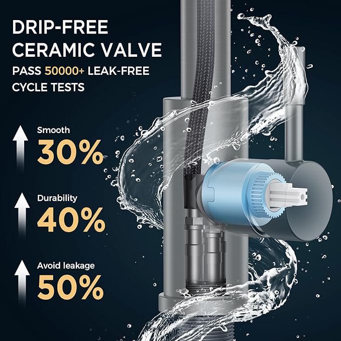 FORIOUS Brushed Nickel Kitchen Faucet with Soap Dispenser, High Arc Modern Sink Faucet with Pull Down Sprayer and Deck Plate, Stainless Steel Fit for 1 or 3 Hole for Pot Filler Bar Rv
