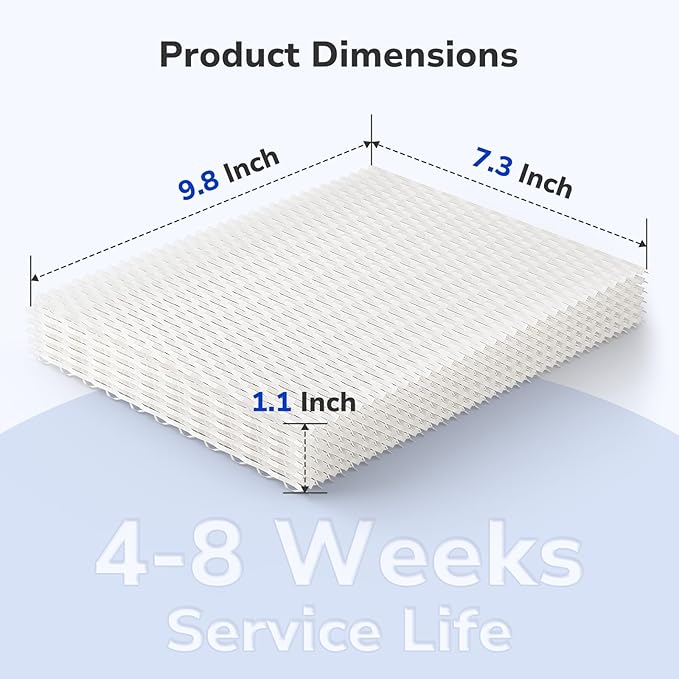 Fil-fresh MD1-0034 Replacement Humidifier Wick, Replacement Filter Compatible with Vornado Evaporative Humidifier Evap40, Evap2, EV100, EV200, EVDC300, EVDC500, High Moisture Output, 4-Pack