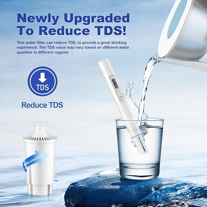 BREAUILL Water Filter Replacement Compatible with Brita Water Filter, Pitchers, Classic, OB03, Mavea,10700, 35557, Pitcher Water Filter by BREAUILL, New Upgraded Reduce TDS, Chlorine (6PCS)