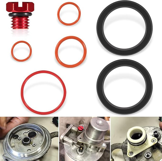 6.6L Duramax Fuel Filter Primer Rebuild Seal Kit Viton O-Rings Billet Bleeder Screw For 2001-2013 6.6L Chevy GMC LB7 LLY LBZ LMM LML Duramax Fuel Filter Primer