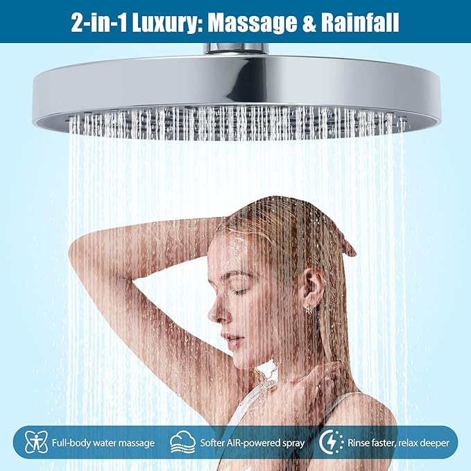 10IN Filtered Shower Head with Handheld High Pressure Showerhead, Detachable Shower Head,Rain Shower Heads with Filters to Remove Chlorine,15 Stage Shower Filter Head for Hard Water