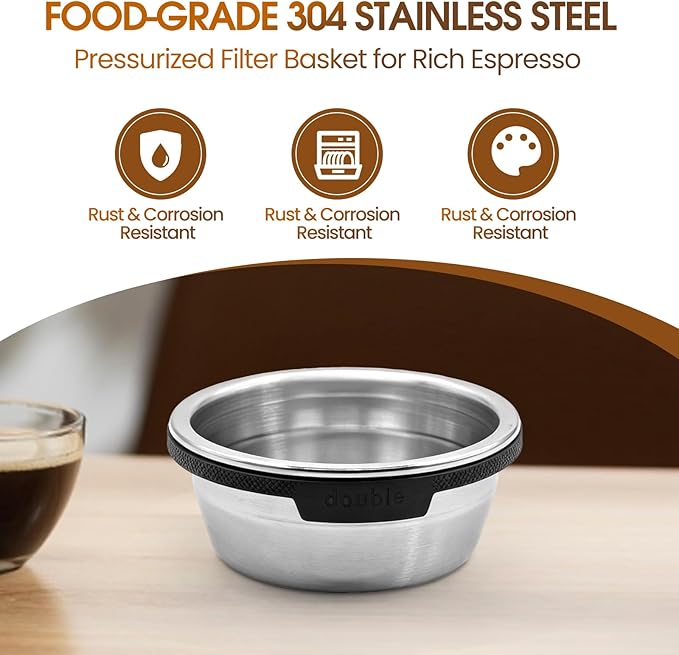 Coffee Single Cup Filter Basket Compatible with Ninja Luxe Cafe Accessories ES601 ES701, Stainless Steel Coffee Pressurized Porous Filter(Single)