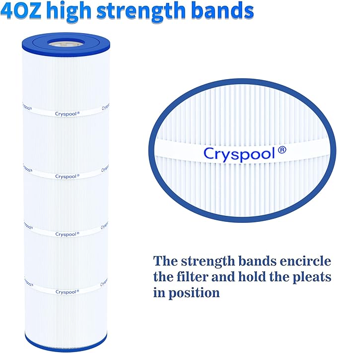 Cryspool® 07077 Filter Compatible with CCP420, Clean and Clear Plus 420, PCC105-PAK4, R173576, 570-0425-07, C-7471, 178584, 817-0106, FC-6470, 4×105 Sq. Ft Pool Filter Cartridges, 4 Pack
