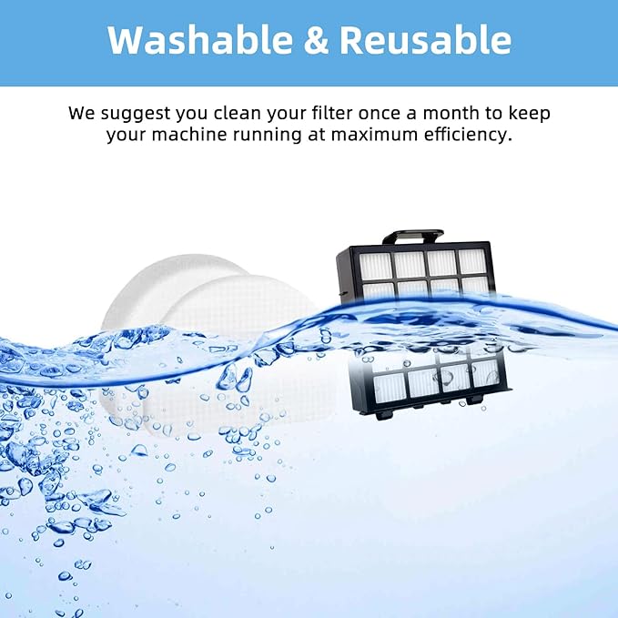 AZ4002 Replacement Filter for Shark POWERDETECT Upright Vacuum Cleaner AZ4000 AZ4000C AZ4002 AZ4002W, 2 HEPA Filters and 4 Foam & Felt Filters, Part XFFKAZ4000 XHFAZ4000